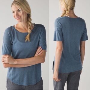 Lululemon Cashmere Daya Knit Tee Heathered Blue Denim Sz 10